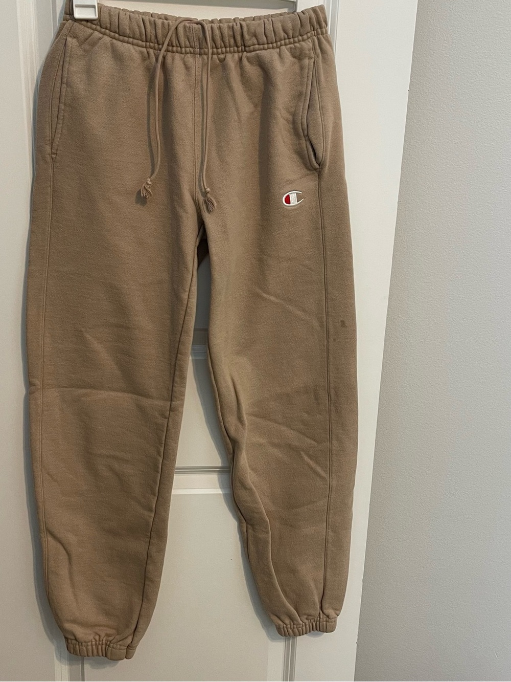 Champion Tan Fleece Joggers with Logo